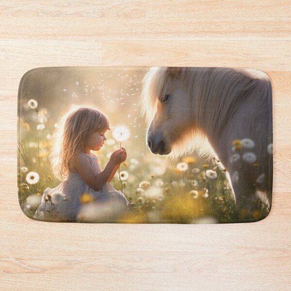Item preview, a girl and a pony in a flower meadow in the sunshine designed and sold by FlyingRaven1.
