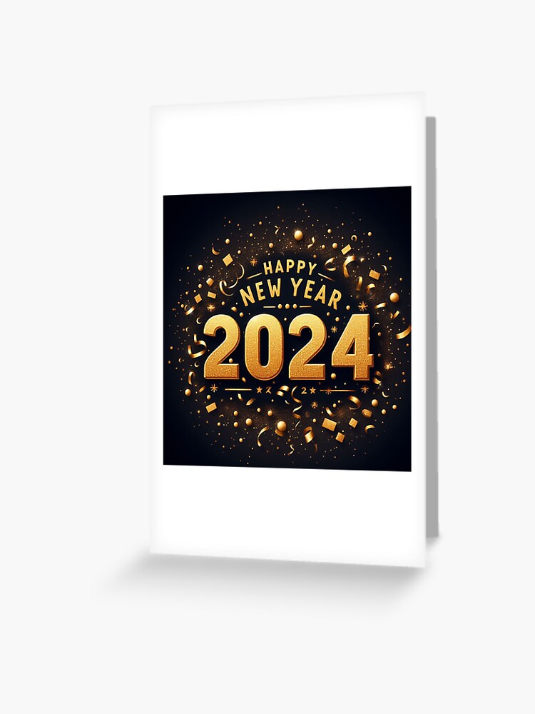 2024 happy new year,gold metallic sparkles classic round sticker