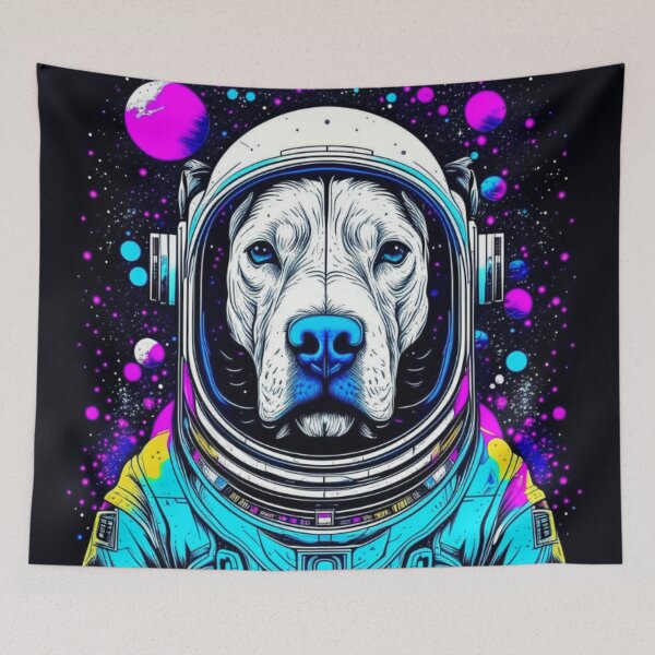 Aperçu de l'œuvre Courageux Dogo argentin de la Galaxie Dessin psychédélique créée et vendue par PuppyFriend.