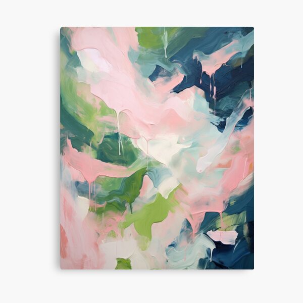 Item preview, Pastel Colors Modern Abstract Art Pink Blue Navy Green Acrylic Painting designed and sold by DreamyDaisy.