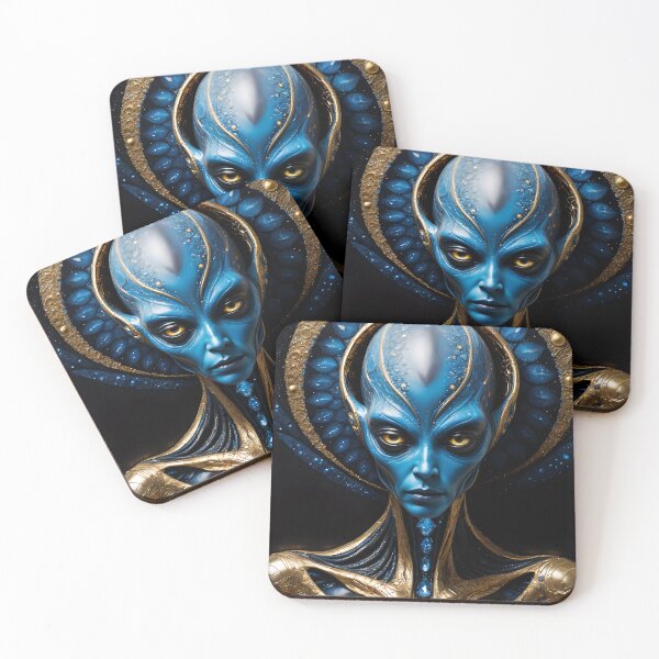 Item preview, Ancient blue and gold alien designed and sold by AnunnakiArt.