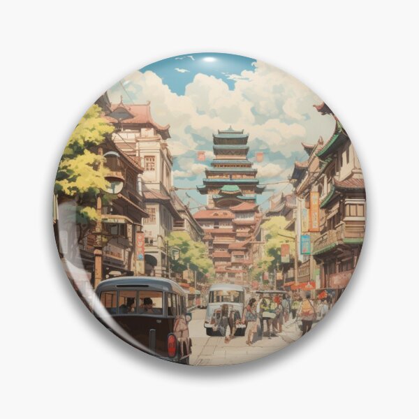 Item preview, Dreamlike landscapes - Ghibli Studio style city view designed and sold by Onigokko.