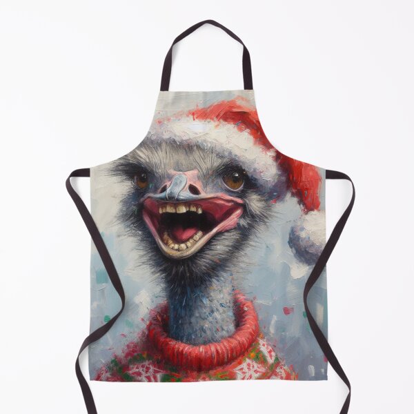 Item preview, Smiling ostrich wearing a Christmas sweater and a Santa hat designed and sold by Andreja's shop.