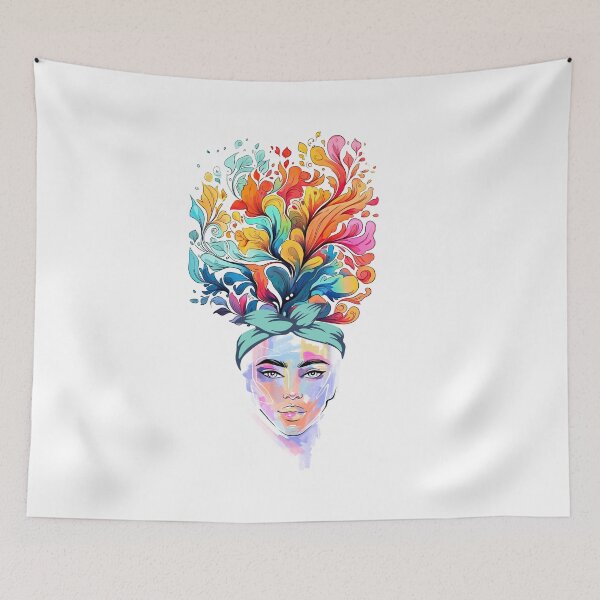 Item preview, Inner Worlds Revealed: Woman and Her Thoughts Watercolor Design  designed and sold by mndesignworx.