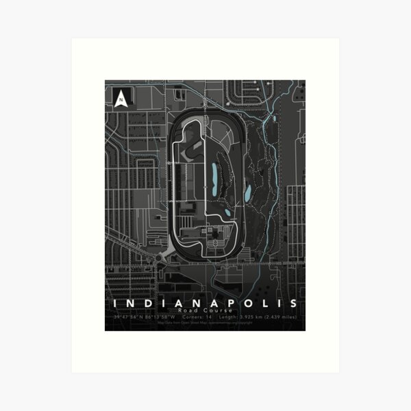 Indianapolis Motor Speedway, Road Course | NASCAR, IndyCar Track Map Art Print
