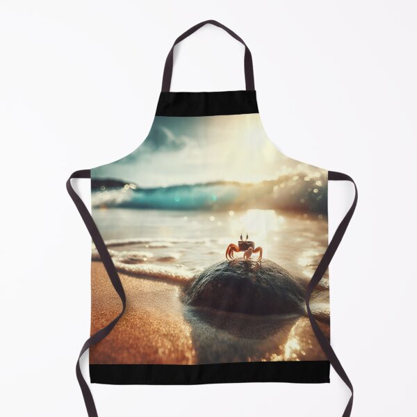 Item preview, A small crab sitting on the beach by the waves of the blue ocean designed and sold by ART-POD-PL.