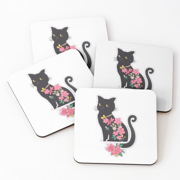 Item preview, Clipart of a cute floral black cat.  designed and sold by Vegasstickers.