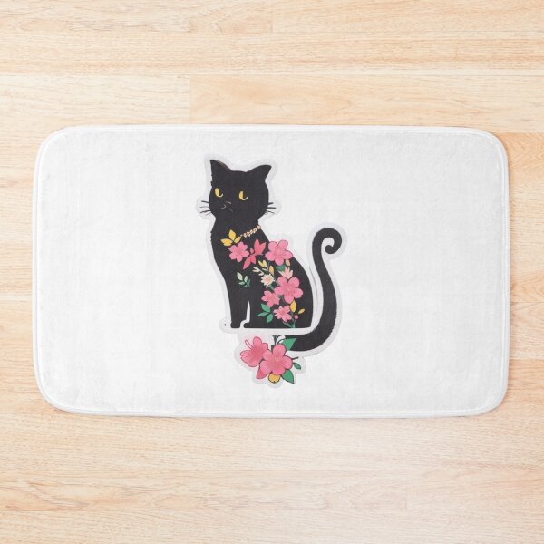 Item preview, Clipart of a cute floral black cat.  designed and sold by Vegasstickers.