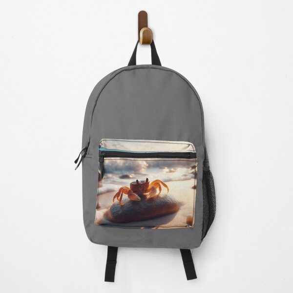 Item preview, A small sea crab sitting on the beach by the ocean waves designed and sold by ART-POD-PL.