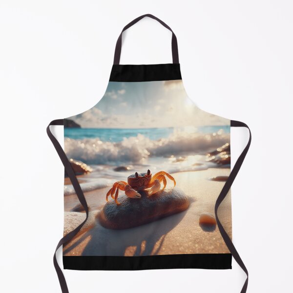 Item preview, A small sea crab sitting on the beach by the ocean waves designed and sold by ART-POD-PL.