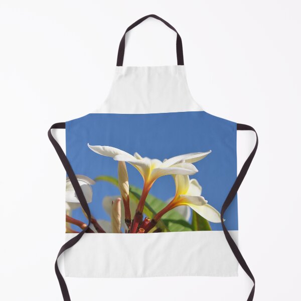 Item preview, White and Yellow Frangipani Flower against a vivid blue sky designed and sold by IPPhotography.