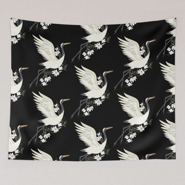Item preview, crane bird in flight, white crane bird flying, crane bird portrait designed and sold by GreyStanzione1.