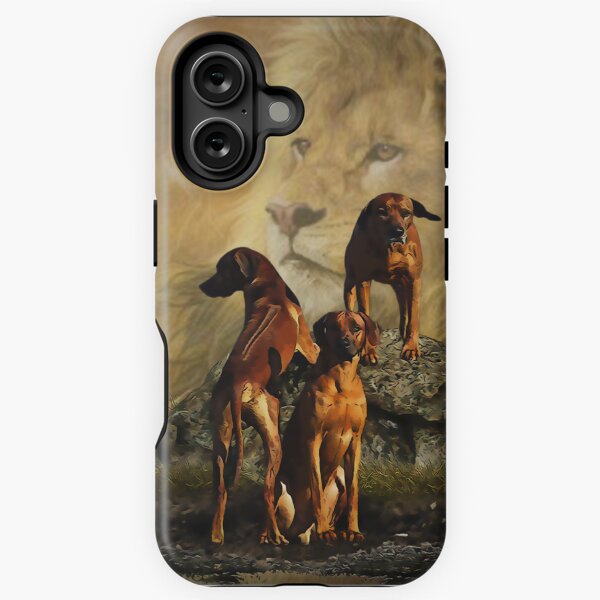 Vista previa del artículo con la obra «Ridgeback de Rodesia con león», diseñado y vendido por TammyHunterArt.