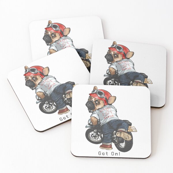 Item preview, get on dog on motorbike, dog getting motorbike, cute cartoon dog motorbike designed and sold by GreyStanzione1.