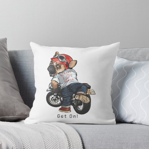 Item preview, get on dog on motorbike, dog getting motorbike, cute cartoon dog motorbike designed and sold by GreyStanzione1.