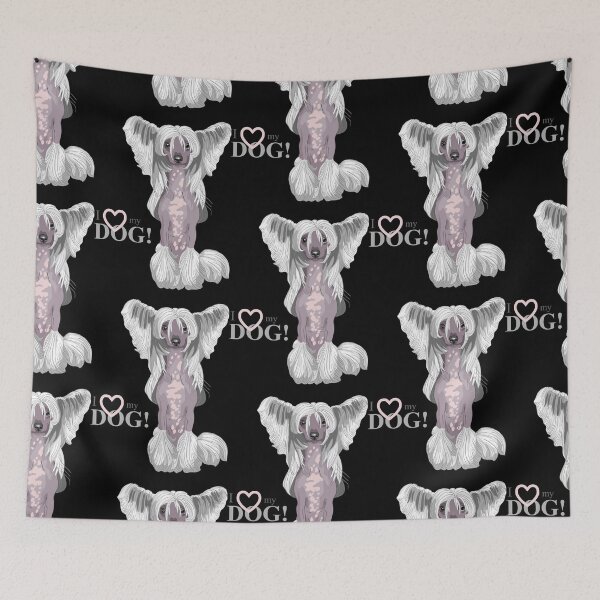 Item preview, Chinese crested dog, long hair dog portrait, cute dog  designed and sold by GreyStanzione1.