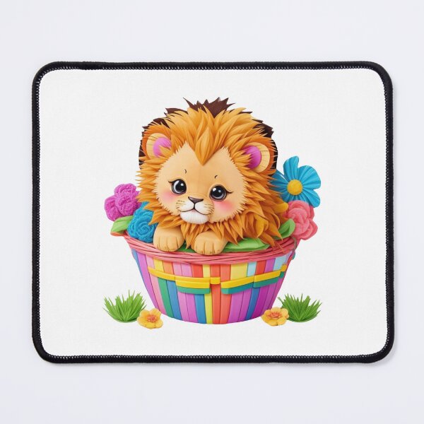Artikelvorschau, Clipart eines niedlichen Jungtiers in einem bunten Blumenkorb. entworfen und verkauft von Vegasstickers.