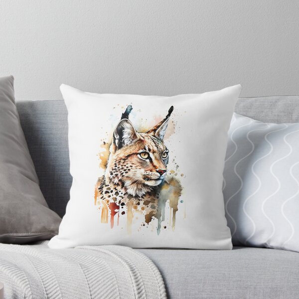 Item preview, watercolor lynx portrait, cool lynx portrait, colorful lynx portrait designed and sold by GreyStanzione1.