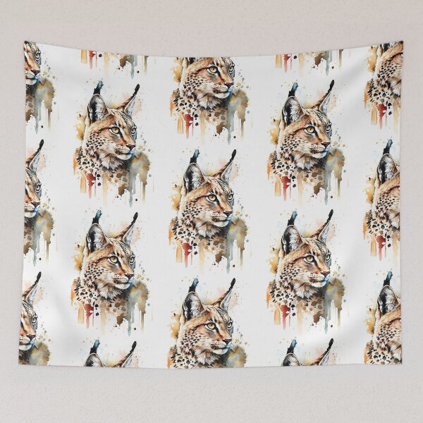 Item preview, watercolor lynx portrait, cool lynx portrait, colorful lynx portrait designed and sold by GreyStanzione1.