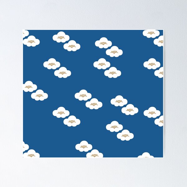 White flower with blue background Poster