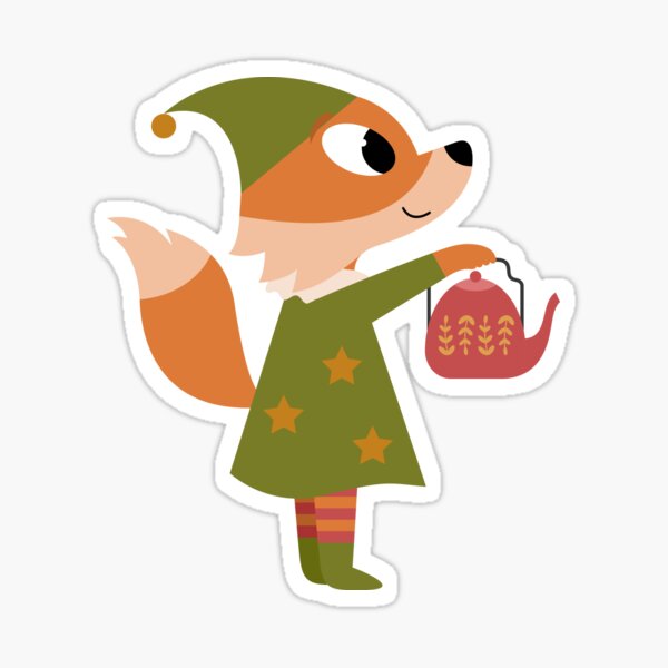 Renard lutin théière Noël Sticker