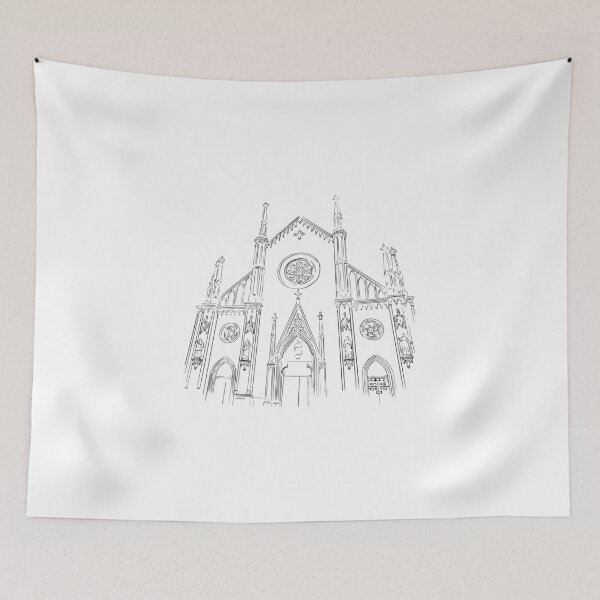 Item preview, Black and white sketch of gothic cathedral in italy designed and sold by JAG2B.