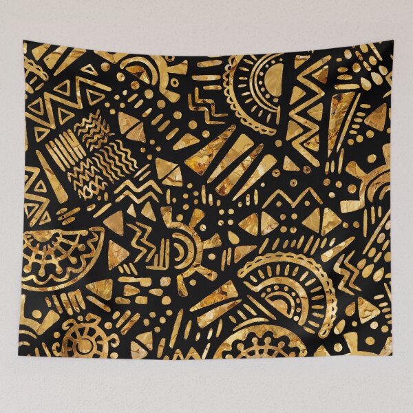 Item preview, Ethnic Ornament Pattern - Black and Gold designed and sold by k9printart.