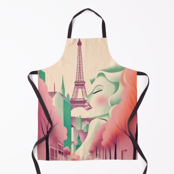 Item preview, Woman and Eiffel Tower. Vintage retro illustration in soft pastel colors designed and sold by GoldenTimesCafe.