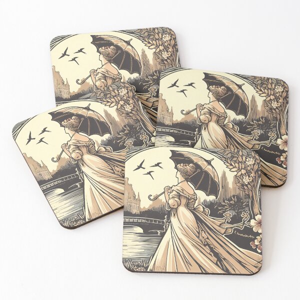 Item preview, ANTIQUE STICKER - LADY GOING FOR A WALK designed and sold by carlarmes.