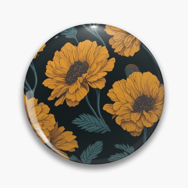 Item preview, Marigold Flower and Leaves Pattern on Black designed and sold by GraphicsClub.