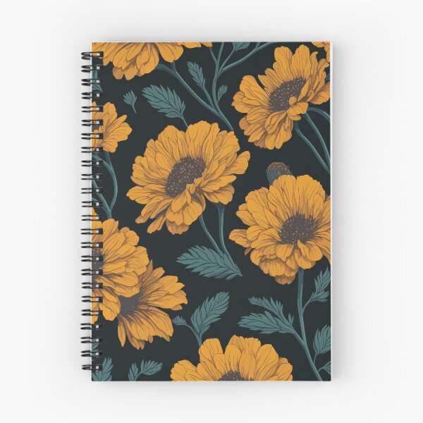 Item preview, Marigold Flower and Leaves Pattern on Black designed and sold by GraphicsClub.