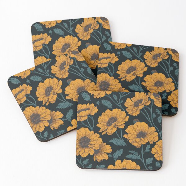 Item preview, Marigold Flower and Leaves Pattern on Black designed and sold by GraphicsClub.