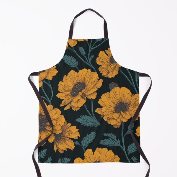 Item preview, Marigold Flower and Leaves Pattern on Black designed and sold by GraphicsClub.