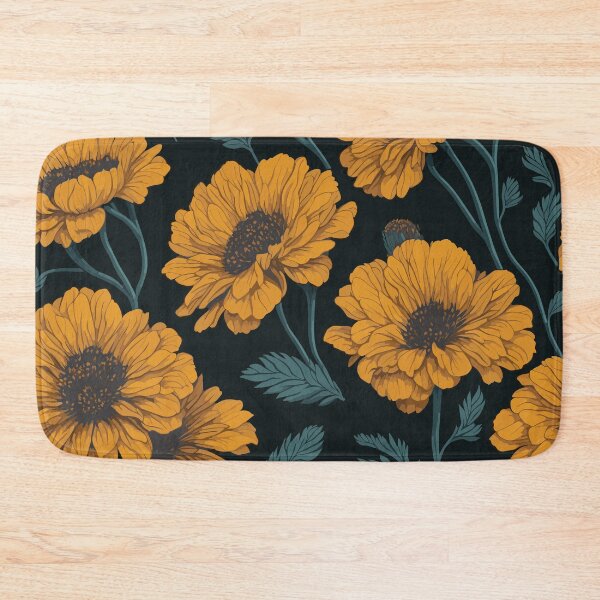 Item preview, Marigold Flower and Leaves Pattern on Black designed and sold by GraphicsClub.