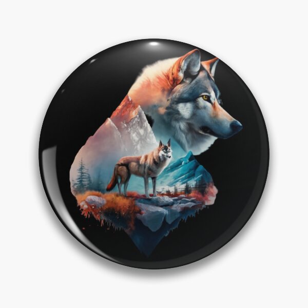 Item preview, Natural Harmony: Double Exposure of the Wolf and the Mountain designed and sold by WilsonMiller-.