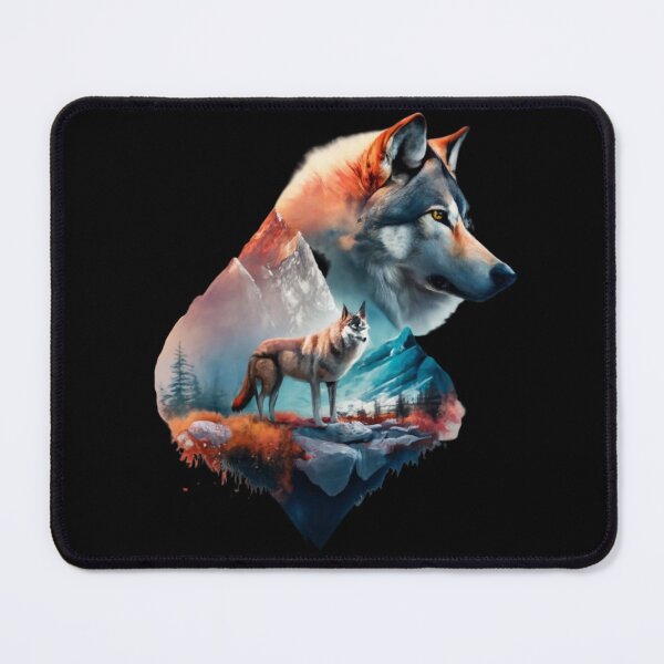 Item preview, Natural Harmony: Double Exposure of the Wolf and the Mountain designed and sold by WilsonMiller-.