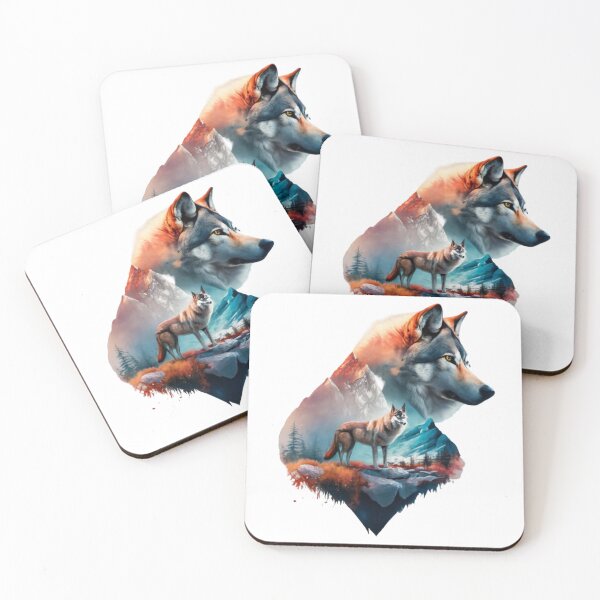 Item preview, Natural Harmony: Double Exposure of the Wolf and the Mountain designed and sold by WilsonMiller-.