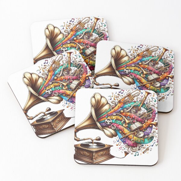 Item preview, Vintage Gramophone: Melodic Whimsy in Colorful Notes designed and sold by Jaykayl.