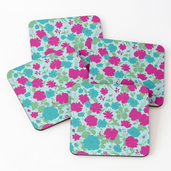 Item preview, Aqua Green and Fuchsia Floral Pattern designed and sold by GraphicsClub.
