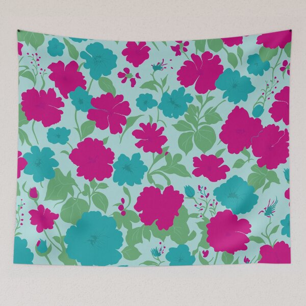 Item preview, Aqua Green and Fuchsia Floral Pattern designed and sold by GraphicsClub.