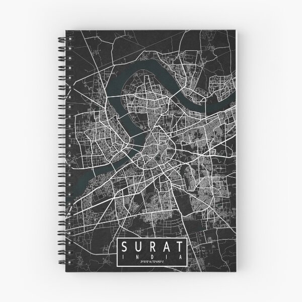 Item preview, Surat City Map of Gujarat, India - Dark designed and sold by deMAP.