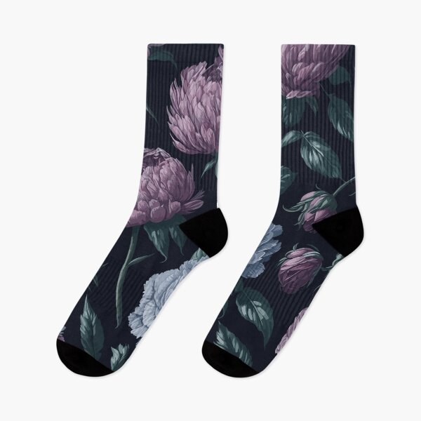 Artikelvorschau, Rosa Pfingstrosen-Blumen- und Blattmuster auf Schwarz entworfen und verkauft von GraphicsClub.