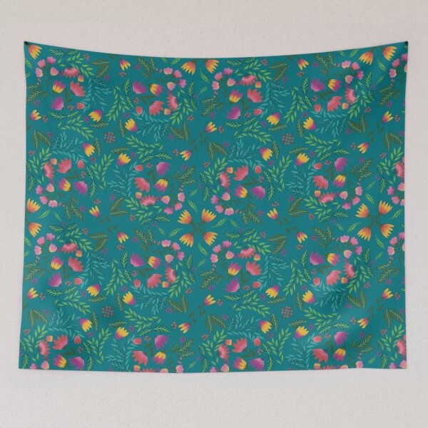 Item preview, Turquoise floral foliage designed and sold by AjoobaByPooja.