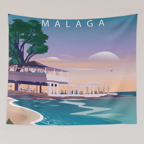 Item preview, Malaga spain  Balneario andalucia travel poster designed and sold by Arctic frame studio.