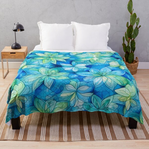 Item preview, Blue mint green watercolour lotus flowers designed and sold by TheRightHonMP.