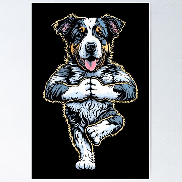 Item preview, Australian Shepherd Yoga Puppy Funny Tree Pose Vrikshasana designed and sold by GrandeDuc.