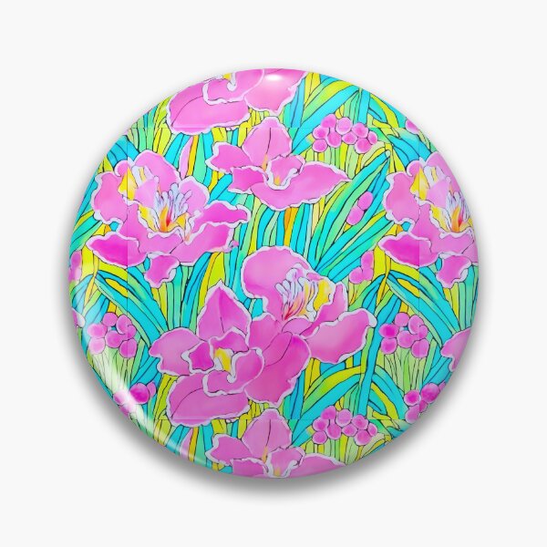 Item preview, Preppy pink, turquoise and yellow large scale orchids designed and sold by SophieClimaArt.