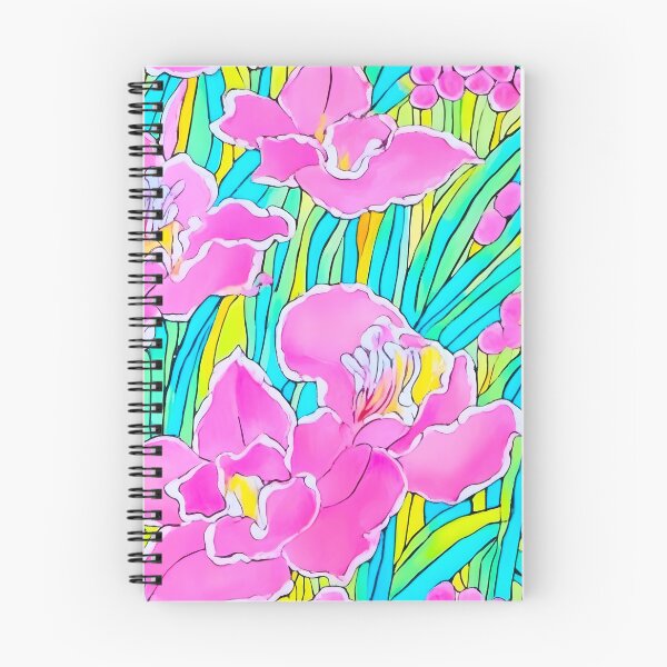 Item preview, Preppy pink, turquoise and yellow large scale orchids designed and sold by SophieClimaArt.