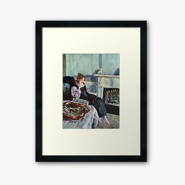 Samantha in blue - Regency lady seated Framed Art Print