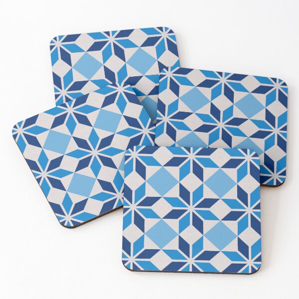 Item preview, Geometric flower in shades of blue as a Moroccan-inspired tile. designed and sold by by Mònica Roca.